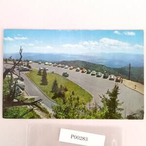 Vintage Postcard 1958 Clingman's Dome Great Smoky Mountains NC Kuwohi Parking
